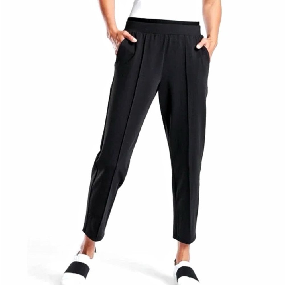 Athleta Venice Pintuck Pants Sz M Black Stretch Casual Athleisure Minimalist